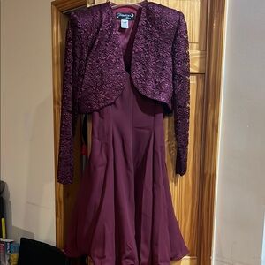 Hampton Niles Purple Fit and Flare Sleeveless Dress with cardigan six 6